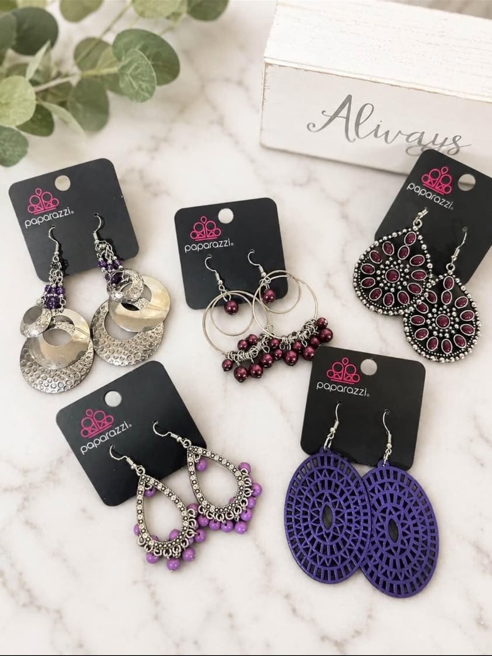 paparazzi Purple Filigree Oval Statement Earrings